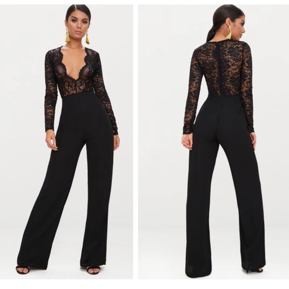 pretty little thing lace jumpsuit